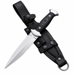 Cuchillo de Caza con Hoja de Acero Inoxidable, Mango de Micarta, Punta Caída, Borde Recto, para Uso en Exteriores, Grosor de 0.6mm, Funda Negra - Product Image 1