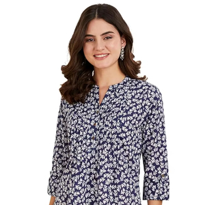 Kurti Largo de Algodón Estampado para Mujer, Estilo Línea A, Elegante para Uso Diario, Tela Suave, Colección Étnica - Product Image 1