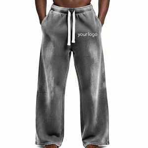 Pantalon de survêtement large décontracté pour homme, coupe décontractée, taille élastique avec cordon de serrage, logo personnalisé, en molleton avec poches, idéal pour l'automne - Product Image 4