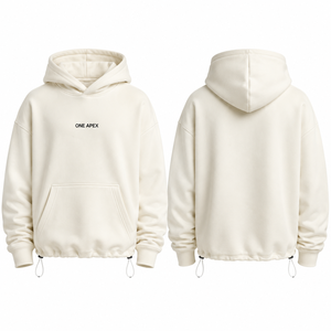 Sudadera con Capucha Oversize Personalizada Color Crema con Bolsillo Canguro y Cordón Ajustable en el Bajo, Estilo Casual Urbano - Product Image 1