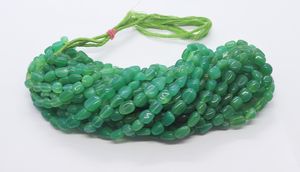 Perles de calcédoine verte naturelle lisses en forme de pépite 6-7MM, perles de pierres précieuses de calcédoine naturelle lisse et polie - Product Image 6
