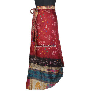 New <b>Beach</b> Vintage Silk <b>Magic</b> 38" Long Wrap Skirt Halter Tube Reversible Vintage Silk <b>Magic</b> Wrap Skirt Halter Tube Dress Hippie - Product Image 3