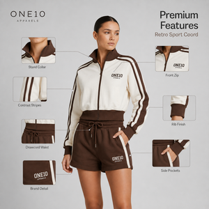 ชุดเซ็ตเสื้อแจ็คเก็ตคอกลมและกางเกงขาสั้น ONE10 APPARELS สำหรับทุกเพศ ผ้าเนื้อนุ่ม ระบายอากาศได้ดี เหมาะสำหรับใส่ลำลองในฤดูหนาว ผลิตจากผ้าโพลีเอสเตอร์/คอตตอนผสมขนแกะถัก - Product Image 4