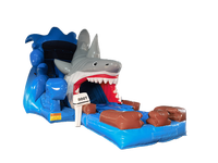 Toboggan aquatique gonflable Requin de 20 pieds en PVC 18OZ, utilisable à sec et à l'eau, avec piscine intégrée