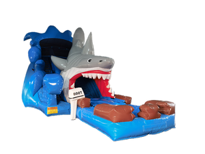 Tobogán Acuático Inflable de 20 pies con Forma de Tiburón, PVC de 18 oz, Tobogán Acuático Inflable para Uso en Seco y Mojado con Piscina - Product Image 1