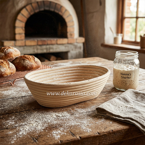 Oval Natural Rattan Eco-Friendly <b>Bread</b> Proofing <b>Basket</b> for Dough Custom Color Customizable Designs Dishwasher Oven Safe Handmade - Product Image 5