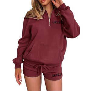 Ensemble short et haut demi-zippé pour femme – Tenue décontractée d'été 2 pièces - Product Image 5