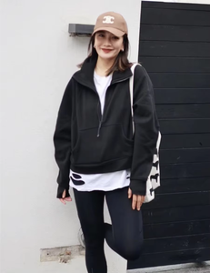 Sweat-shirt à capuche zippé Marco Original Label, doublé polaire, coupe ample, pour femme, brodé, respirant, idéal pour le yoga et les sports d'hiver - Product Image 2