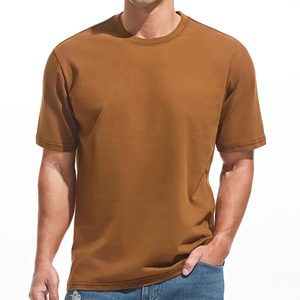 T-shirt homme vert olive col rond manches courtes coupe classique couleur unie 100 % coton jersey tricoté décontracté design uni - Product Image 3