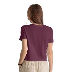 T-shirt violet brodé personnalisé, coupe classique, manches courtes, col rond, 100% coton, broderie chenille DTG pour femme - Product Image 2