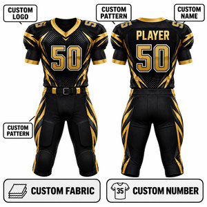 Camiseta de Fútbol Americano Personalizada para Hombre, Sublimada, Transpirable, de Poliéster, Cuello en V, Manga Corta, Número de Equipo 50 - Product Image 4