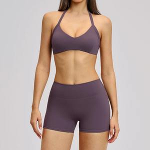 Ensemble de yoga pour femme : shorts, brassières de sport, hauts d'entraînement, leggings de fitness, ensemble 2 pièces - Product Image 1
