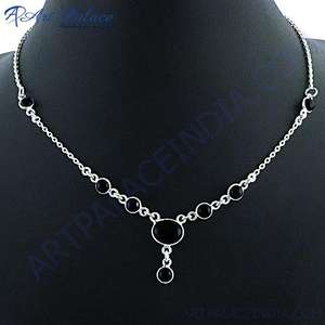 Exclusif Onyx Noir 925 Gemstone Fine Pendentif Collier Élégant Bijoux En Argent - Product Image 1