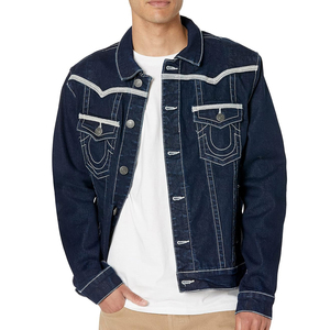 Veste en jean bleu classique pour homme, coupe ajustée, style décontracté, veste en jean en coton, streetwear élégant, vêtements d'extérieur tendance, usage quotidien - Product Image 1