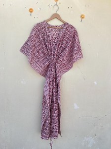 Bata Kimono de Algodón Suave con Estampado de Dibujos Animados para Mujer, Camisón de Verano Hecho a Mano ODM con Cuello en V y Cintura Elástica de Longitud Completa - Product Image 5