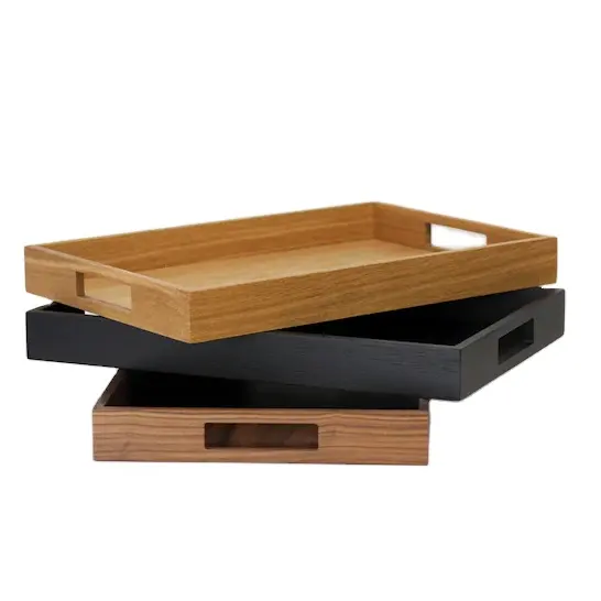 Whole Sale High Quality Wooden Serving Tray Black Serving Tray For Restaurant Home Hotel For Outdoor Indoor