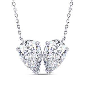 Collier pendentif cœur en diamant taille poire en argent 925 plaqué rhodium, chaîne maille forçat, style classique pour femme - Product Image 1