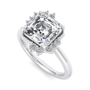 Classic Unique Corner Cluster Asscher Moissanite Diamond Everyday Wear Loving <b>Couple</b> Genuine S925 Silver Promise <b>Ring</b> - Product Image 2