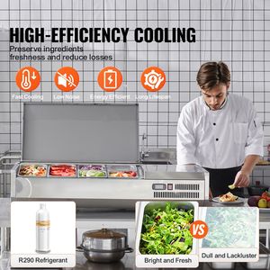 Stazione di Preparazione Condimenti Elettrica da Banco 135 W, 2 Vasche da 2 1/3, 4 Vasche da 4 1/6, Dispositivo Refrigerato in Acciaio Inox 304 - Product Image 2