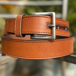 Cinturón Clásico Casual para Hombre, Hecho a Mano con Cuero Genuino de Vaca, con Detalle Bordado y Hebilla de Hierro, 3.5cm de Ancho, 120cm de Largo - Product Image 1