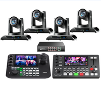 Solution de diffusion en direct : 4 caméras PTZ 4K avec zoom 20x + contrôleur d'écran partagé 4 voies + mélangeur vidéo + commutateur PoE