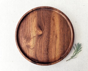 Round Wood <b>Tray</b> Black Walnut Shallow <b>Circle</b> Catchall Valet <b>Tray</b> wooden rustic <b>tray</b> wooden utility <b>tray</b> - Product Image 3