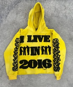 Sweat à capuche oversize personnalisé en coton épais de qualité supérieure avec patch graphique en relief, style streetwear, effet vieilli - Product Image 2