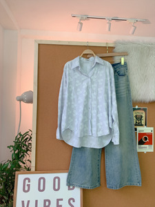 Chemisier transparent à imprimé motif femme SUBICI 8801009, manches longues, dos fendu, coupe ample, couleur bonbon, chemise décontractée d'été, vente en gros - Product Image 4