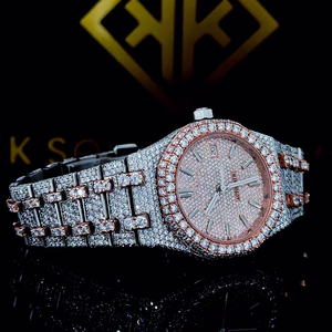 Reloj de Lujo de Acero Inoxidable con Diamantes Moissanite, Suministro de Fábrica, Colección Única, Resistente al Agua, Cuarzo, Automático, Analógico - Product Image 1