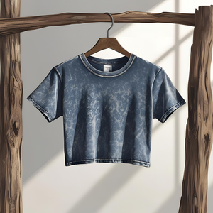 T-shirt pour femme en tricot décontracté, teint en fil, longueur standard, personnalisable - Product Image 3