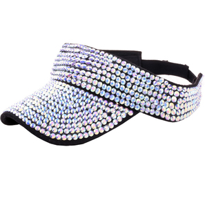 High Quality 100%Polyester Adjustable Long Wide Curved Brim UPF50+ Packable UV Protection Rhinestone Visors Beach Sports Outdoor - Product Image 5