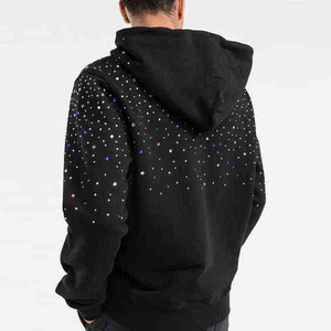 เสื้อฮู้ดดี้โอเวอร์ไซส์คุณภาพสูง ตกแต่งด้วยคริสตัล สไตล์สตรีทแวร์ ผ้าฟลีซหนานุ่ม ระบายอากาศได้ดี เหมาะสำหรับฤดูหนาว ผลิตจากผ้าฝ้ายสั่งทำพิเศษสำหรับผู้ชาย - Product Image 2