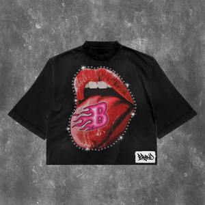 เสื้อยืดครอปผ้าฝ้ายคอตตอนแบบเรียบสำหรับผู้หญิง เสื้อครอปฤดูร้อนสีพื้นสำหรับผู้หญิง พร้อมแขนเสื้อเย็บติด - Product Image 1