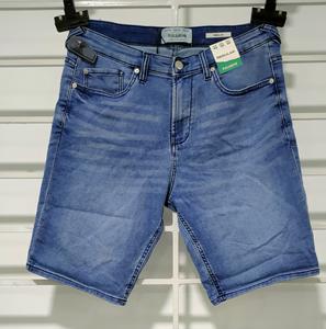 กางเกงยีนส์ขาสั้นผ้าฝ้าย100% สำหรับผู้ชาย, กางเกงยีนส์ผ้าอีลาสติกสไตล์ระบายอากาศได้ดีซักได้ - Product Image 1