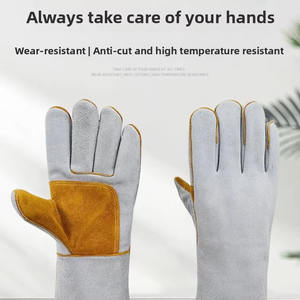 Gants de soudage en cuir de vachette pleine fleur résistants à la chaleur de l'argon pour la sécurité au travail (vente en gros) - Product Image 5