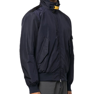Blouson bomber bleu marine pour homme, col montant, fermeture éclair, coupe-vent, décontracté, en polyester, coupe classique, pour l'automne - Product Image 3