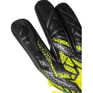 Custom Design Black and Yellow German Latex Soccer Full Finger Goalkeeper Gloves 4mm German Negative Cut Latex Strap - Product Image 4