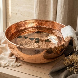Moderno Tazón de Cobre Martillado Hecho a Mano, Tazón Decorativo de Metal Pulido para Servir, Tazón Decorativo para Comedor con Acabado Dorado - Product Image 5