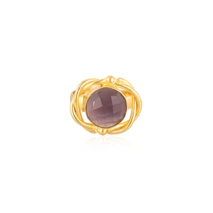 Natural Rose Quartz Gemstone <b>Ring</b> for Women <b>Adjustable</b> Gold Plated Brass Trendy Jewelry - Product Image 1