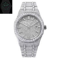 Reloj de Lujo para Hombre, Estilo Hip Hop, con Incrustaciones de Moissanita, Caja Cuadrada de Acero Inoxidable de 46 mm, Esfera de Cristal Analógica, Movimiento Mecánico, Correa de 20 mm, 10
