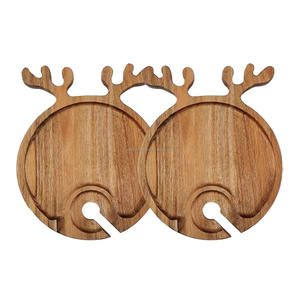 Plateau de service en bois d'acacia durable fait à la main plateau de service écologique pour les fêtes de Noël Snack pour la cuisine - Product Image 3