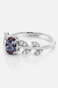 Vintage Oval Cut <b>Alexandrite</b> <b>Engagement</b> <b>Ring</b> June Birthstone, <b>Alexandrite</b> Solitaire <b>Ring</b>, 925 Sterling Silver Handmade Jewelry - Product Image 2