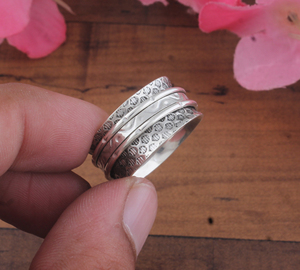 Wholesale Classic 925 <b>Sterling</b> <b>Silver</b> Wedding Party Spinner <b>Ring</b> Multi Band Textured <b>Anxiety</b> Fidget for Men Women Jewelry - Product Image 3
