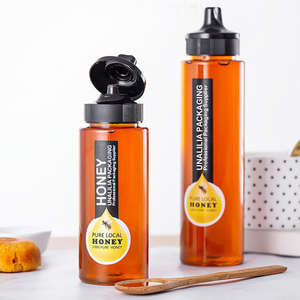 ขวดบีบทรงกระบอก PET เป็นมิตรกับสิ่งแวดล้อม สำหรับบรรจุน้ำผึ้ง พิมพ์โลโก้ด้วยเทคนิคสกรีน สำหรับบรรจุซอสมะเขือเทศ พริก น้ำมัน ซอสซีอิ๊ว ขนาด 250 มล. - Product Image 2