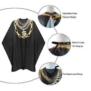 Accesorios de Barbería Personalizados al por Mayor, Capa de Peluquería Estampada de Alta Calidad con Cierre de Botones a Presión, Capas para Diseño de Peinados - Product Image 4