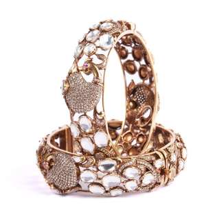 Pulseras de Plata de Ley 925 Personalizadas con Diseño de Pavo Real Mayur Polki, Joyería Nupcial Antigua, para Fiestas y Compromisos, Gajaah - Product Image 4