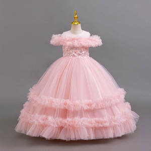 Vestido de Tul con Capas y Apliques Florales con Hombros Descubiertos, Perfecto para Cumpleaños, Bodas, Eventos y Concursos, Vestido de Princesa con Volantes - Product Image 4