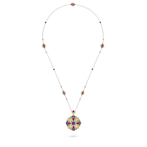 Collar con Colgante de Flor para Mujer, Plata 925, Bañado en Rodio, Amatista Multicolor, Cadena de Serpiente de Lujo, Joyería para Fiesta - Product Image 2