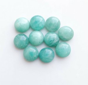 Cabochon rond en amazonite naturelle, dos plat, pierre précieuse non montée pour la création de bijoux - Product Image 5