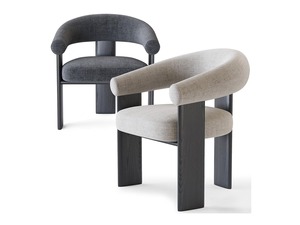 เก้าอี้ทานอาหารหุ้มเบาะสไตล์โมเดิร์น ขาไม้ เบาะและพนักพิงผ้า - Product Image 2